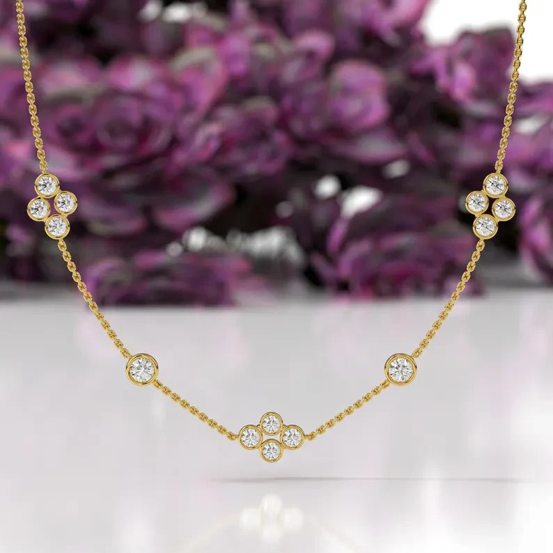 Best Seller ! Necklace For Bridal Round Natural Diamond GH – SI 14k Yellow Gold