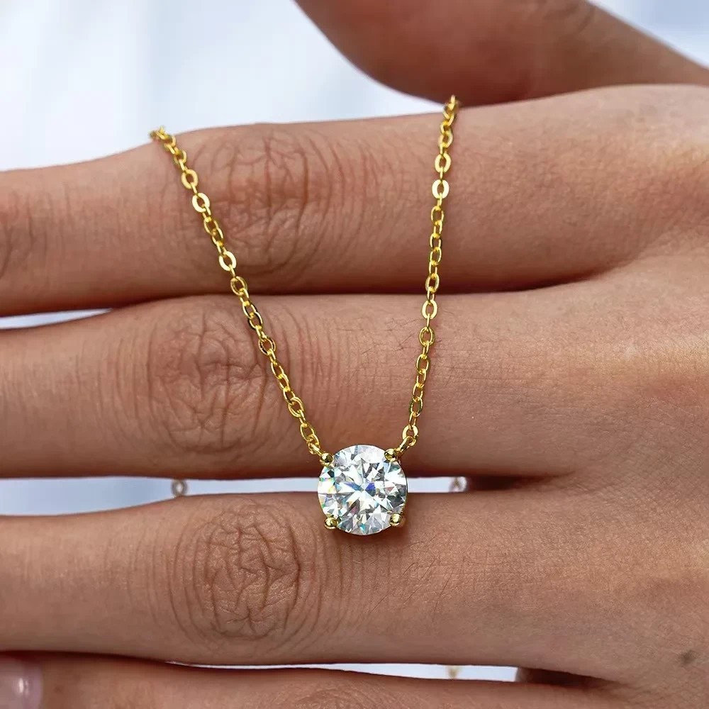 1.50CT Pear GDGL Natural Diamond Solitaire DEF/SI Pendant 14k Yellow Gold