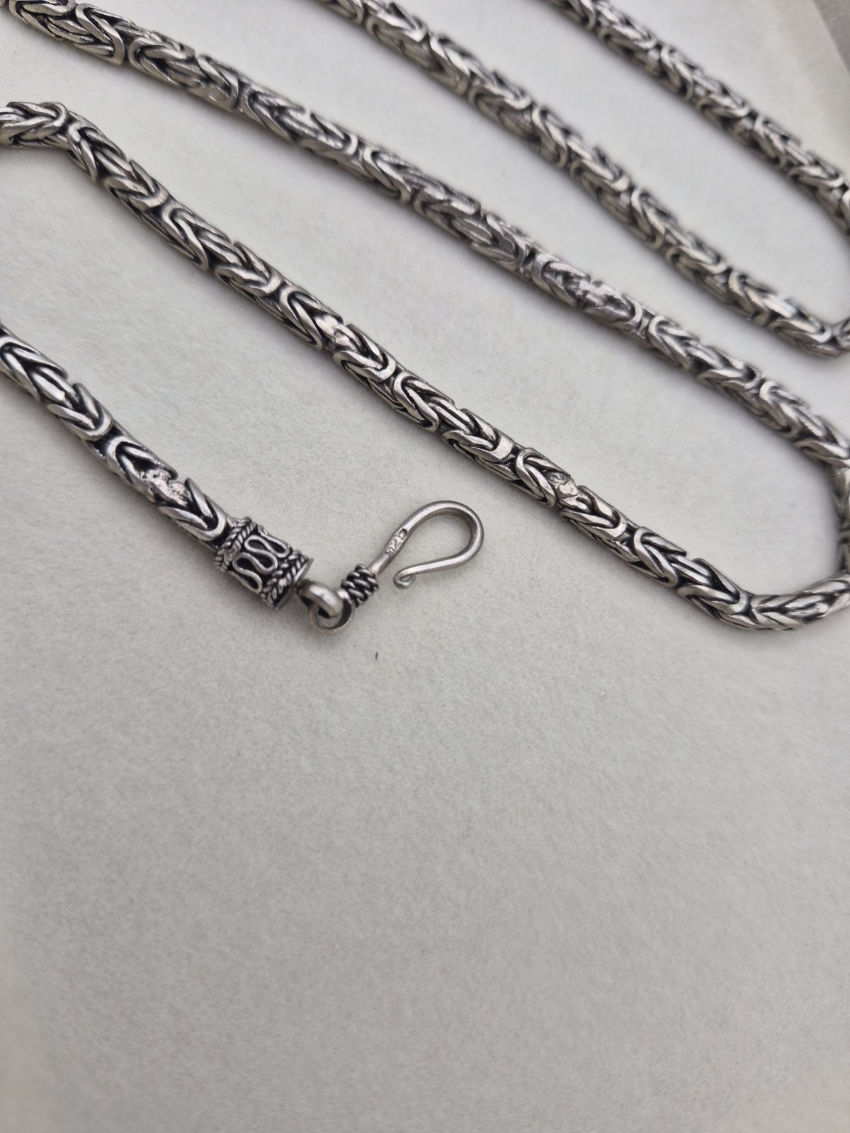 Sterling Silver 925 Bali Byzantine Link Chain Necklace S Hook 20″ 3mm 26.6g