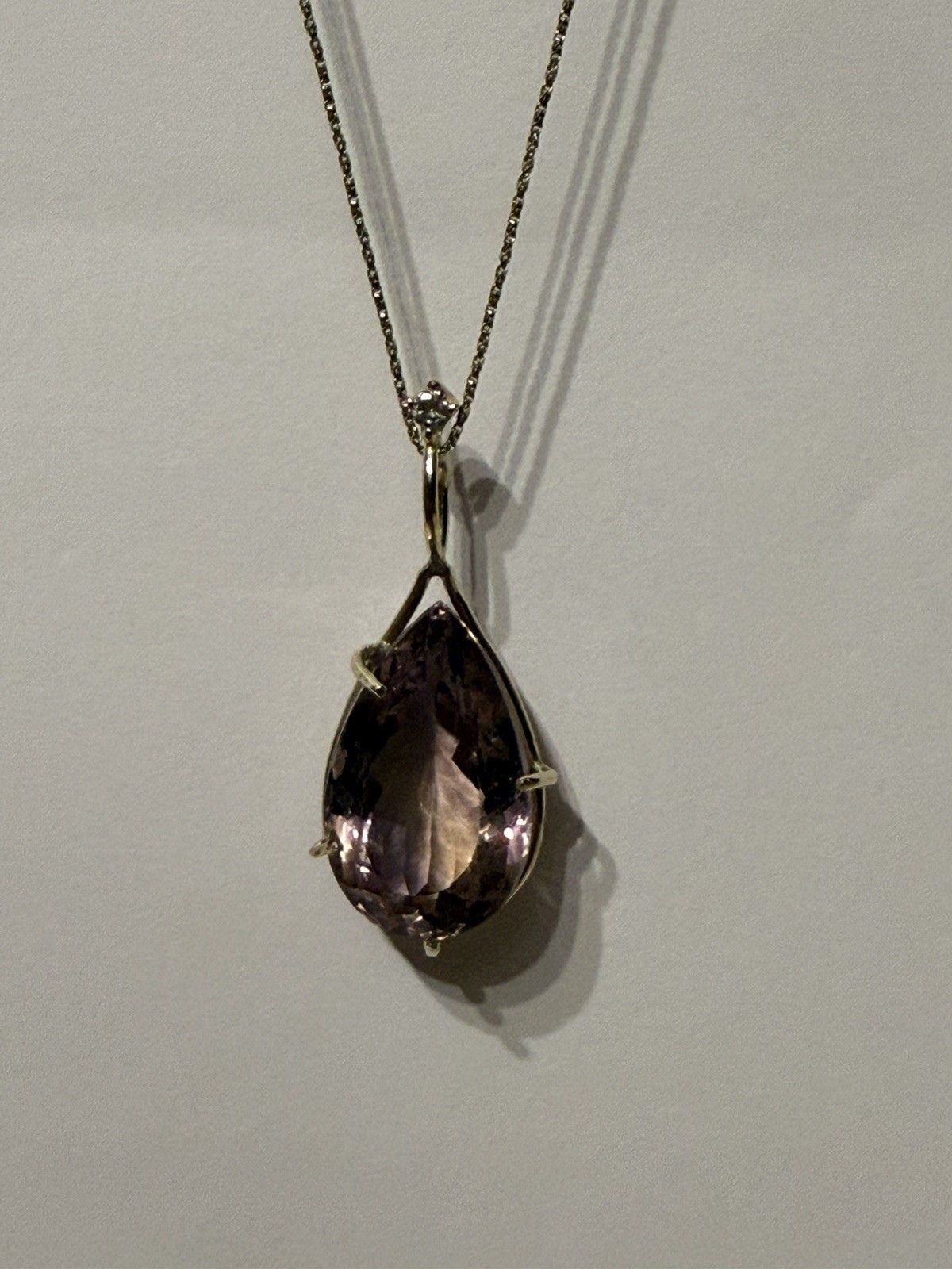 14k Yellow Gold 21.42 Carats bicolor Ametrine and diamond Pendant