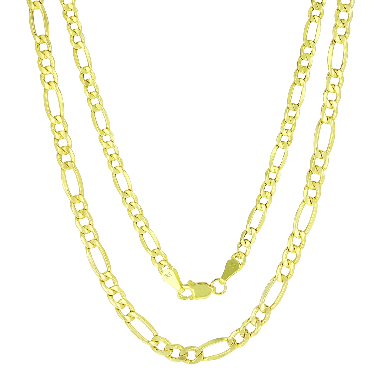 10K Yellow Gold 3.5mm Figaro Italian Chain Link Necklace Mens Women 16″-30″