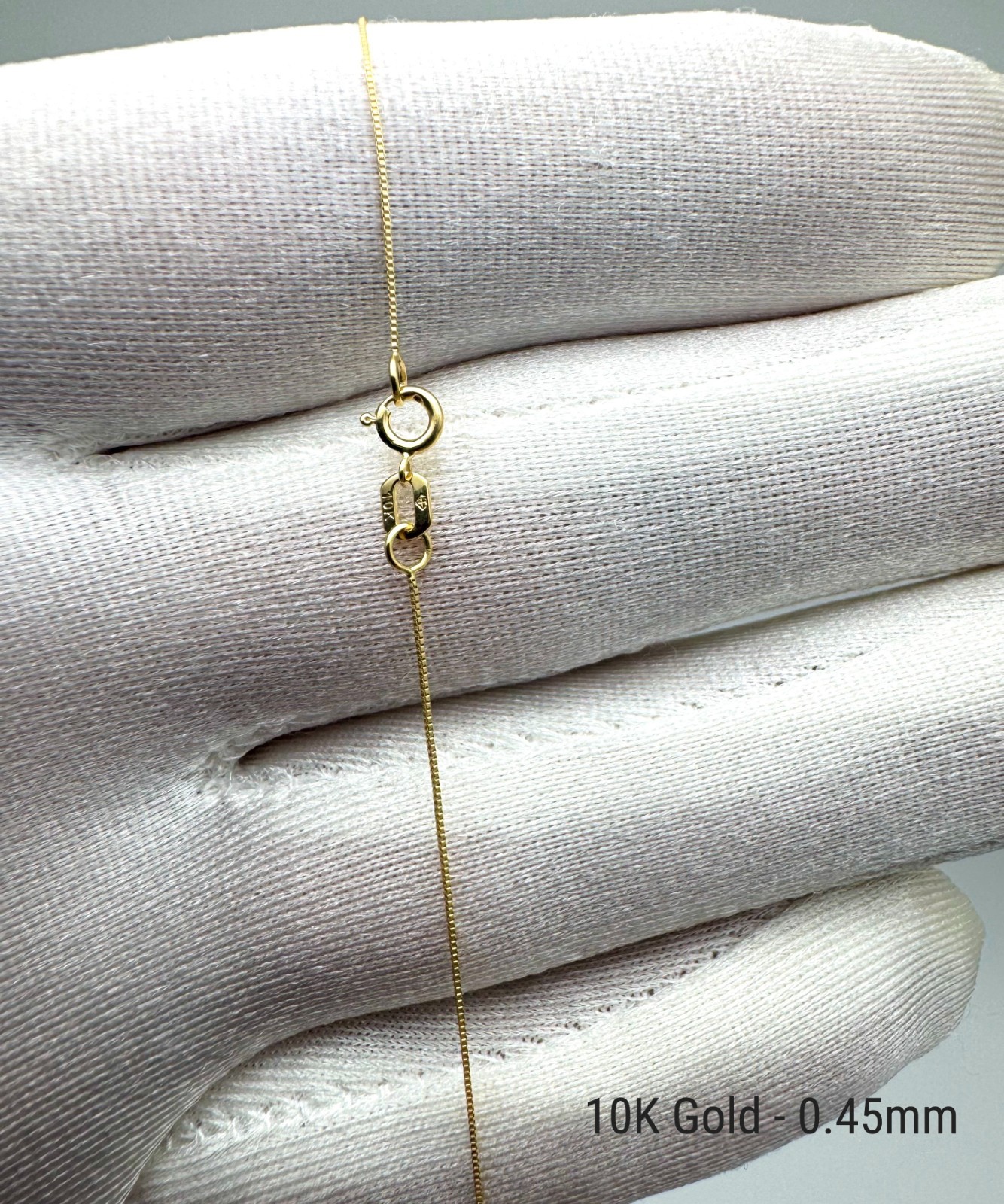Square Box Chain 14K Solid Gold Diamond Cut 0.45-0.75mm Link Necklace Men Women