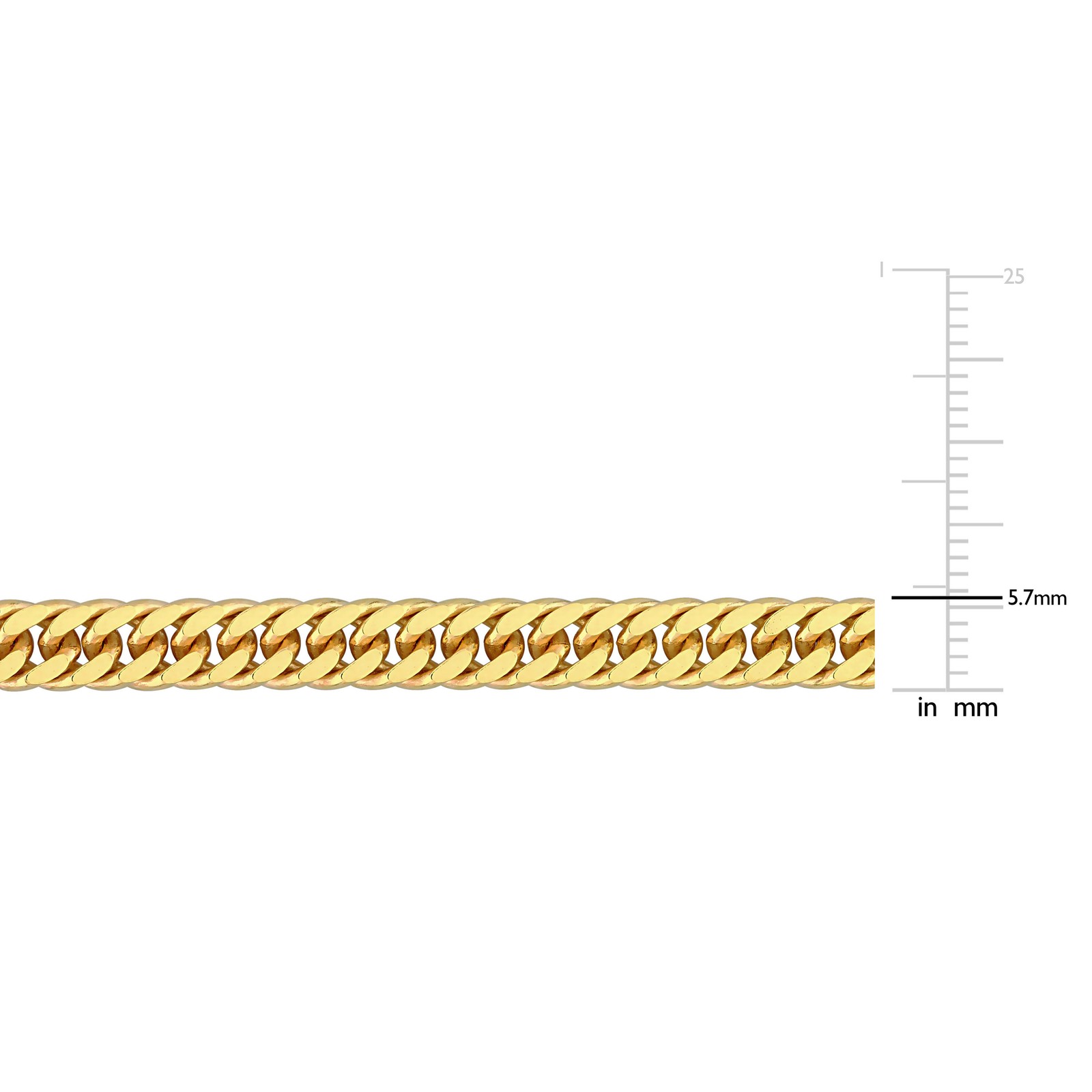 Amour Yellow Plated Silver 5.5mm Double Curb Link Chain Necklace – 24 in.