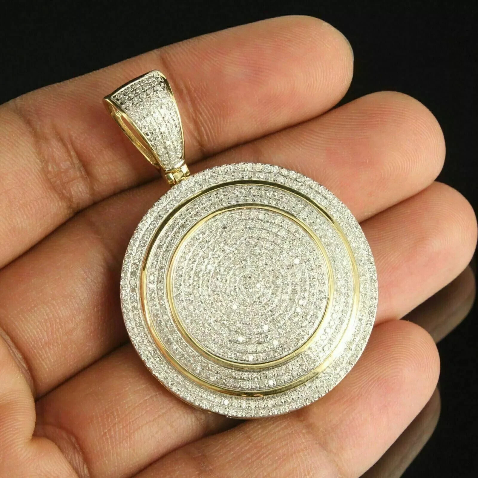 2.90Ct Round D/VVS1 Diamond Unisex Men’s Charm Pendant 14K Yellow Gold Finish