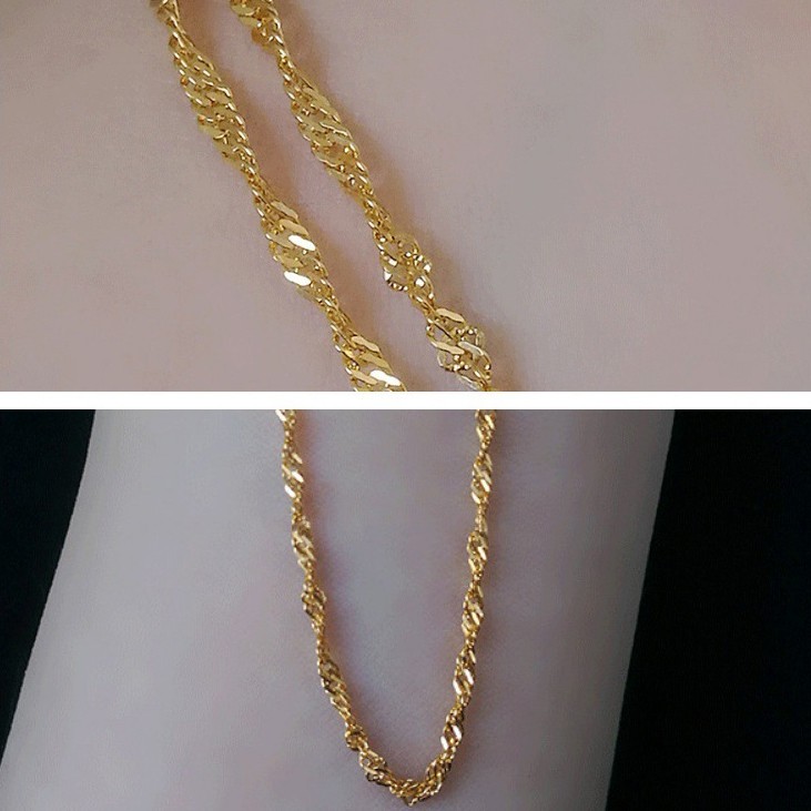 Au750 Solid 18K Solid Gold yellow Gold Necklace Women Gold Chain 46cm-