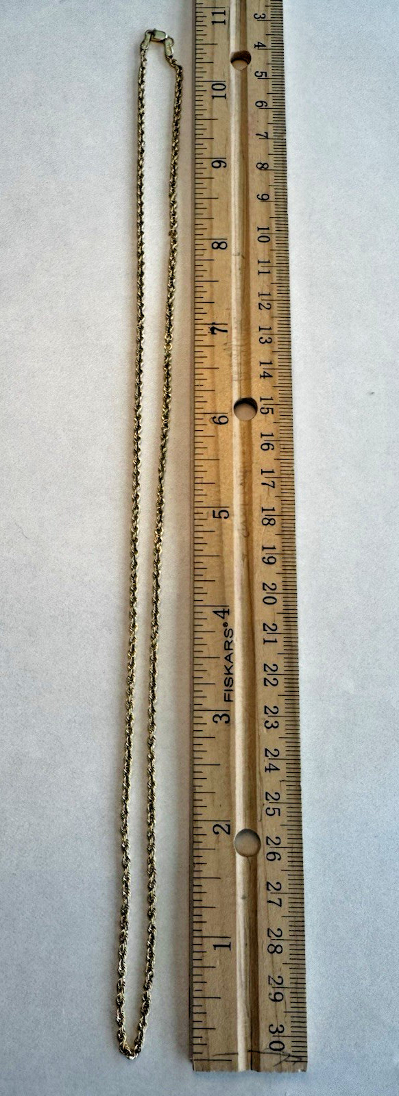 Vintage 14K Gold Rope Chain Necklace 21 in Solid Peru 585 Lightweight 2g EUC