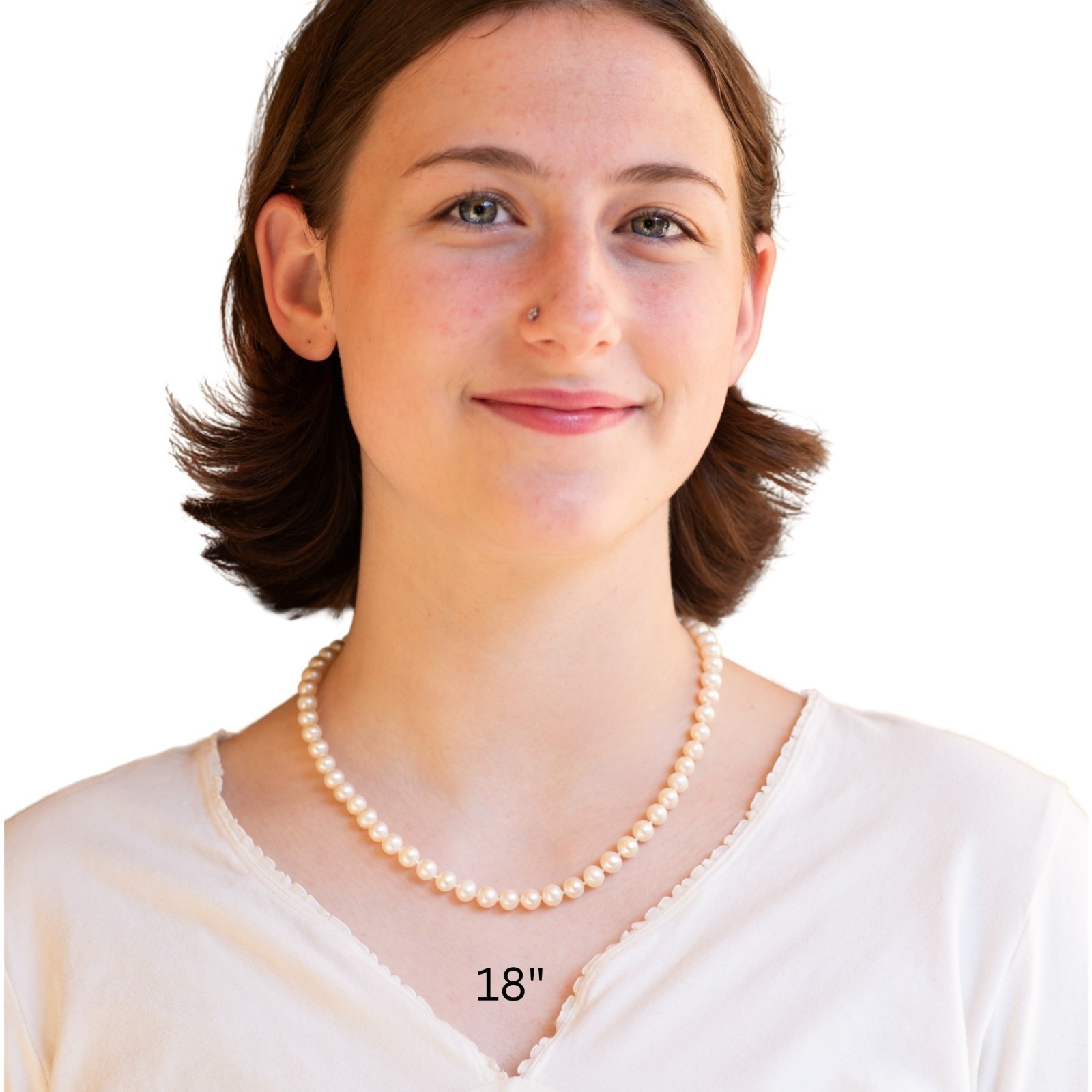 16 18 20″ ROUND White Pearl Strand Necklace Real Cultured Freshwater Jewelry
