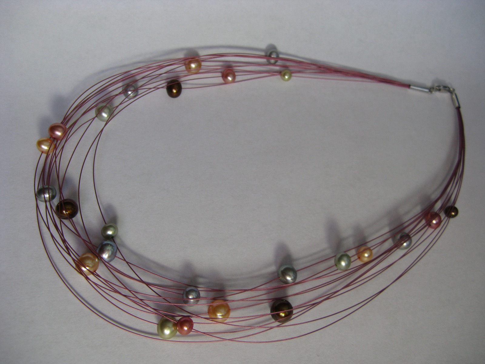 PEARL NECKLACE STRAND STRING GELATO SILVER STEEL WIRE HONORA Gift Designer