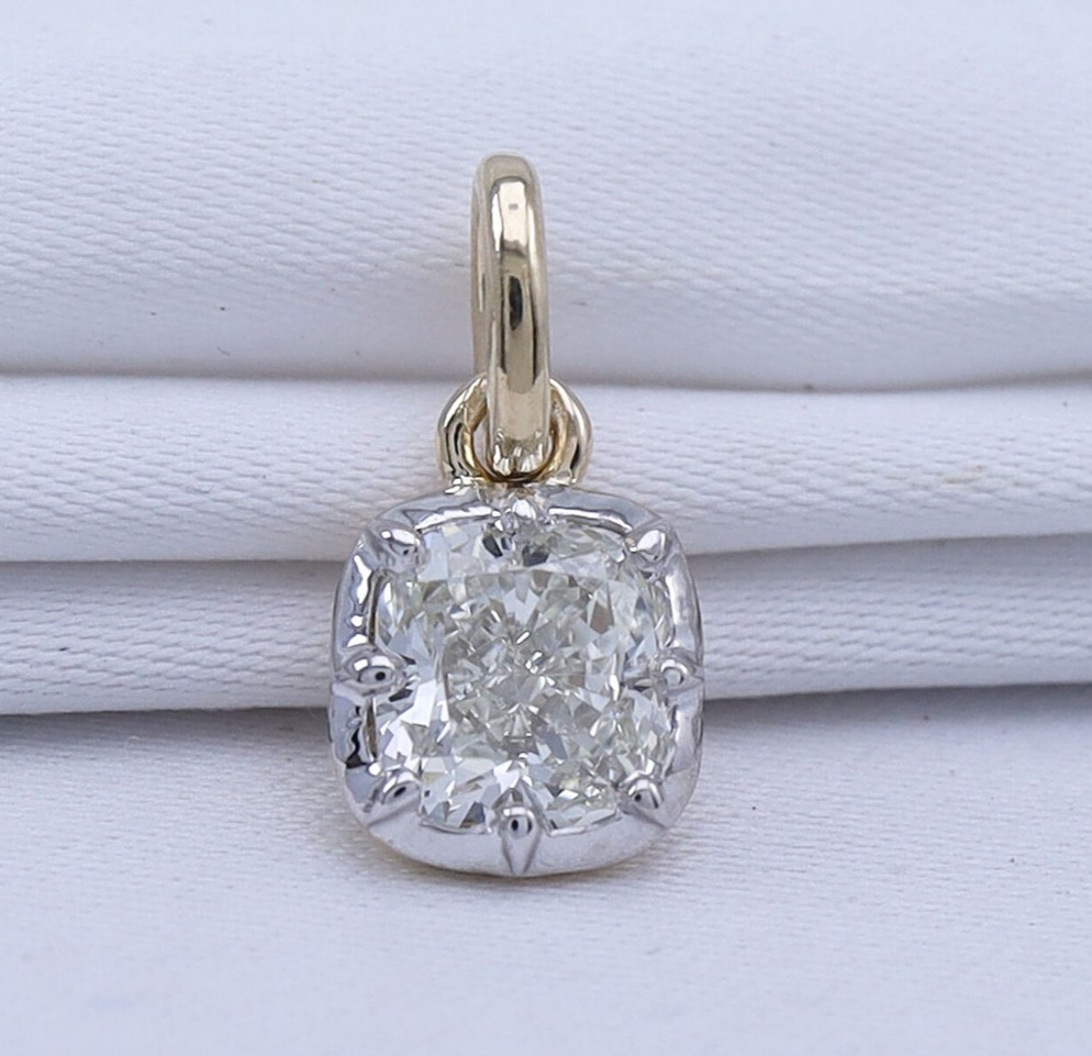 1 Ct IGI Asscher Cut Lab Grown Diamond Solitaire Pendant 14K Yellow Gold