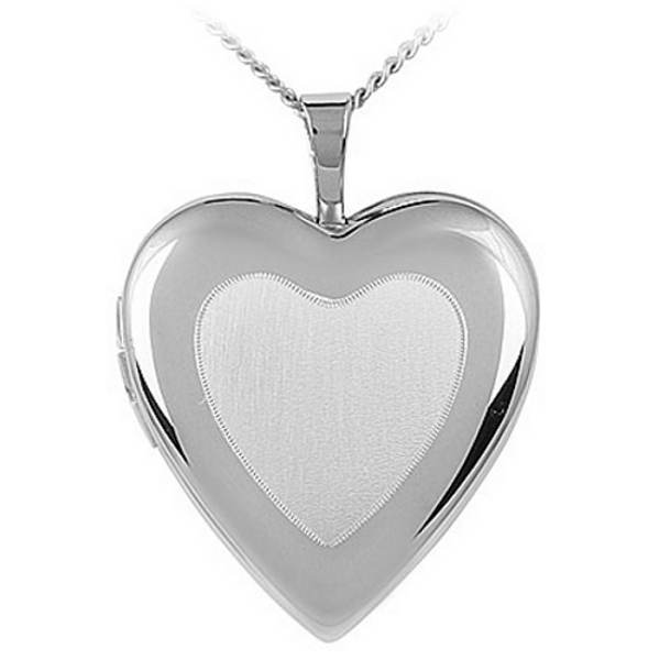 Sterling silver matt and polish hearts locket pendant with 18″ chain & gift box