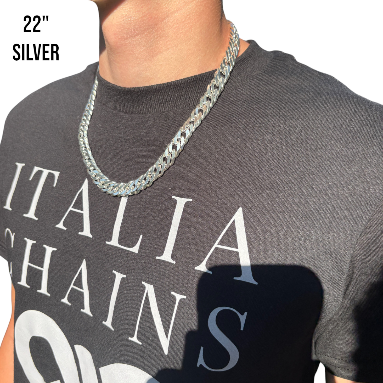 12mm Double Curb Link Chain Necklace – Solid 925 Sterling Silver MADE IN ITALY