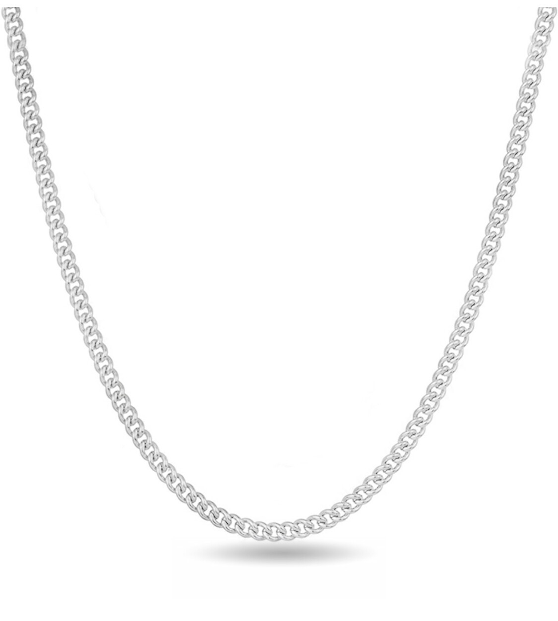 Italian Solid Sterling Silver 2.5MM Curb Link Chain Necklace 925 Silver Chain