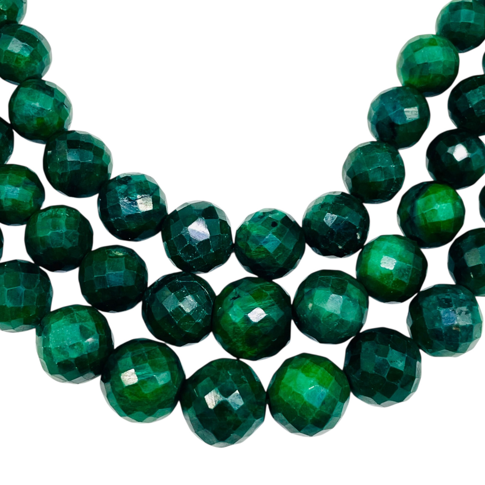 7.5 Inch Natural Green Sapphire Bracelet 10-14mm Facetted Beads with 925 Clasp
