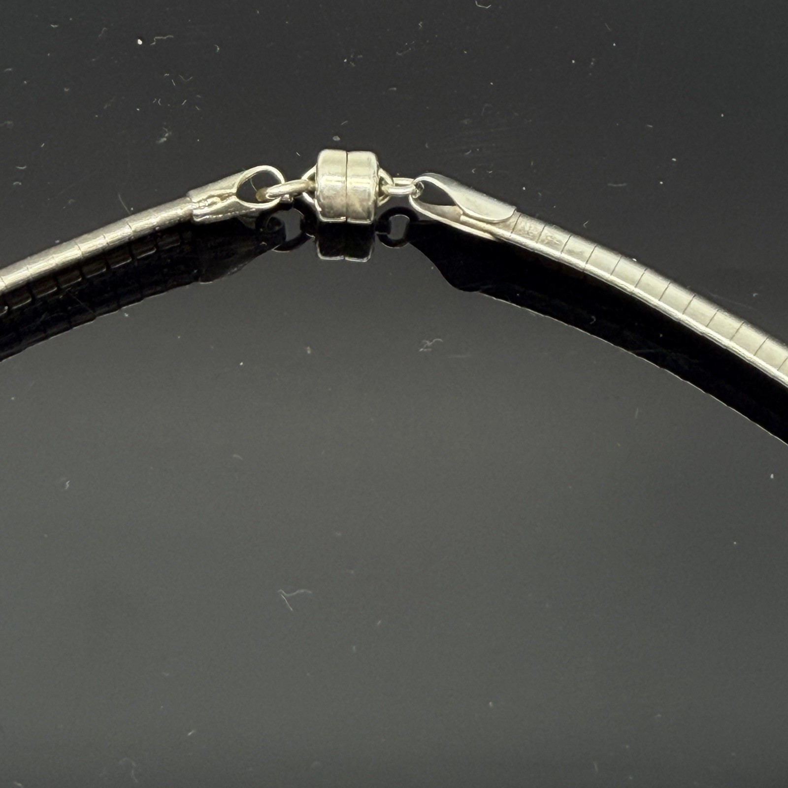 READ Vintage 925 Sterling Italian 6mm Omega Chain Choker Silver Necklace 15″