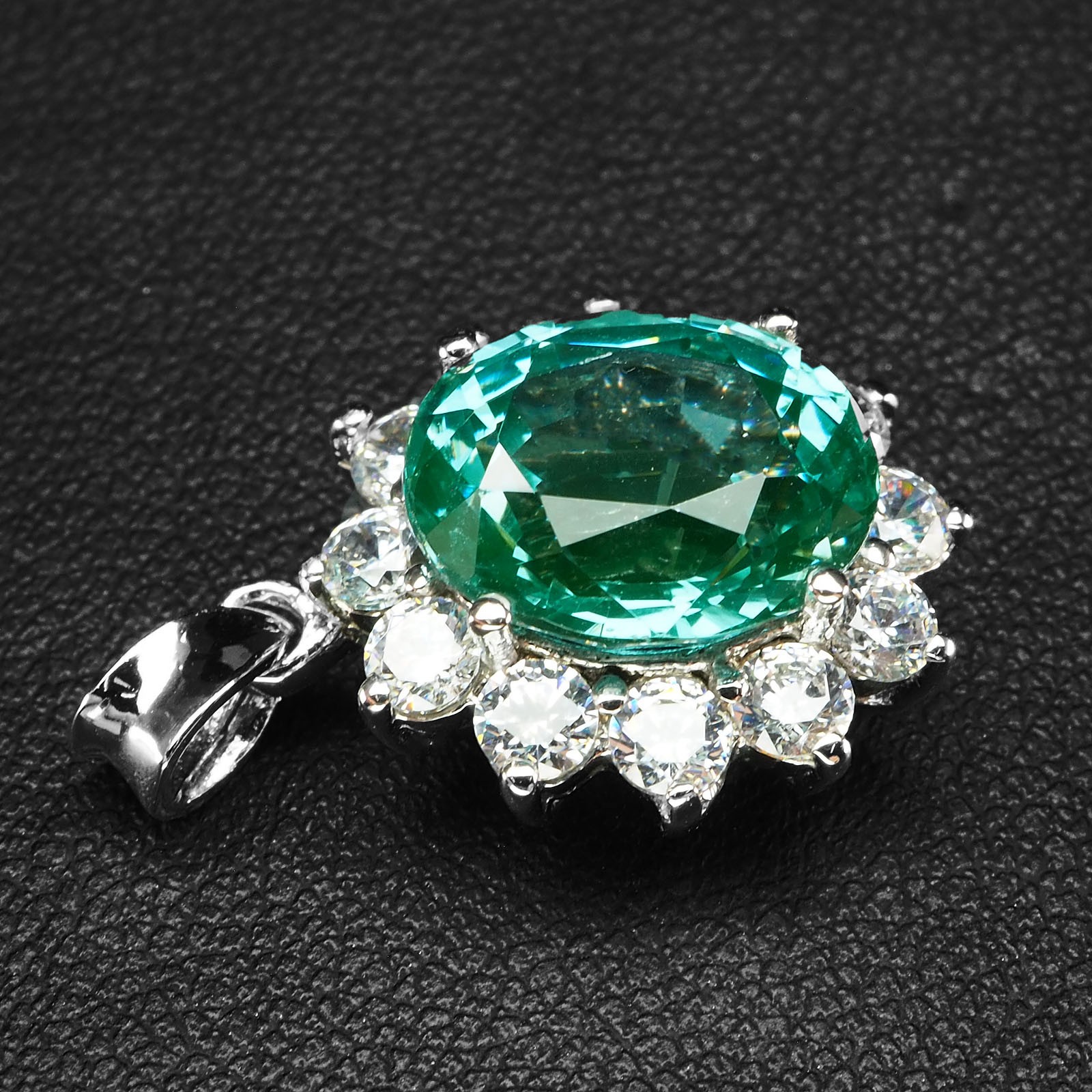 Mint Green Paraiba Tourmaline 6.45Ct 925 Sterling Silver White Gold Pendants