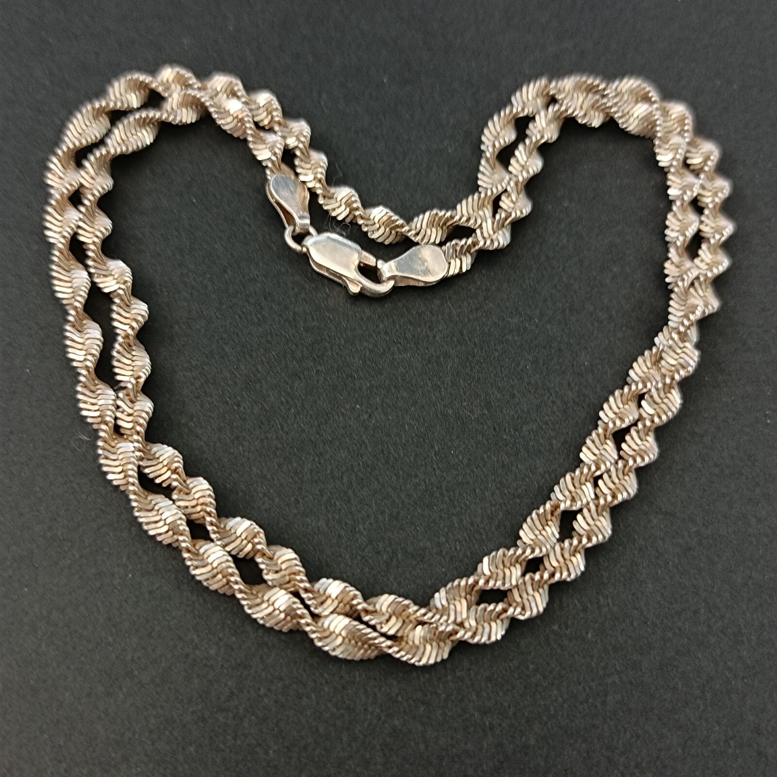 Vintage Sterling Silver Chain Necklace Italy Thick Twisted Rope Men’s Women Gift