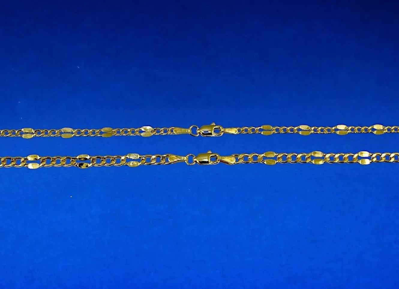 10K Yellow Gold 3mm-5mm SOLID Mirror Figaro Necklace Bracelet Chain Link 7″-30″