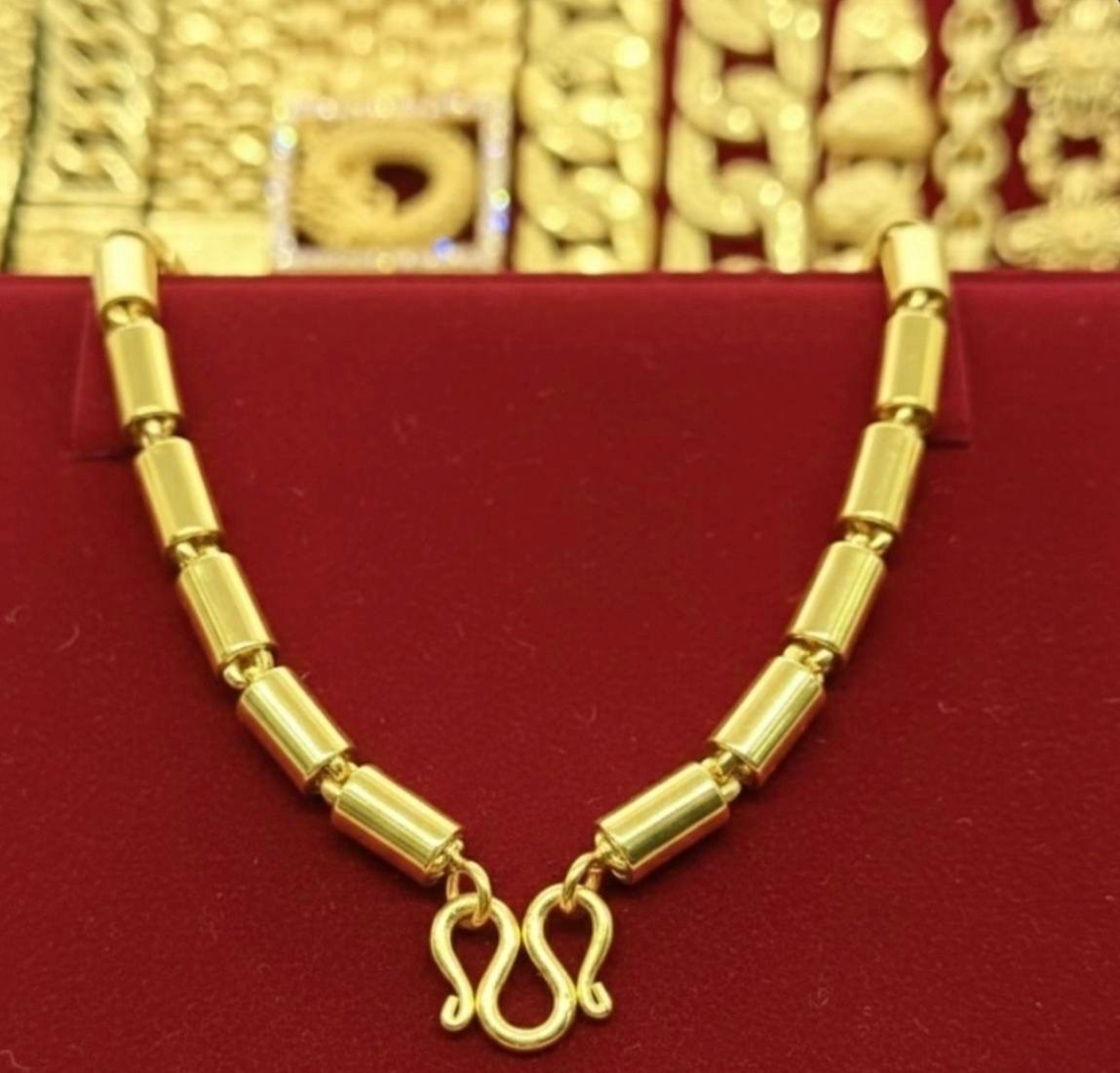 Thai Gold plated 24k Necklace Yellow Chain Pendant 24″ Weight 5 Baht