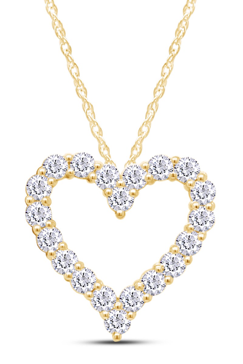 1.40 Ct Heart Pendant Lab Grown Diamond Necklace 14K Yellow Gold G-H VS-SI