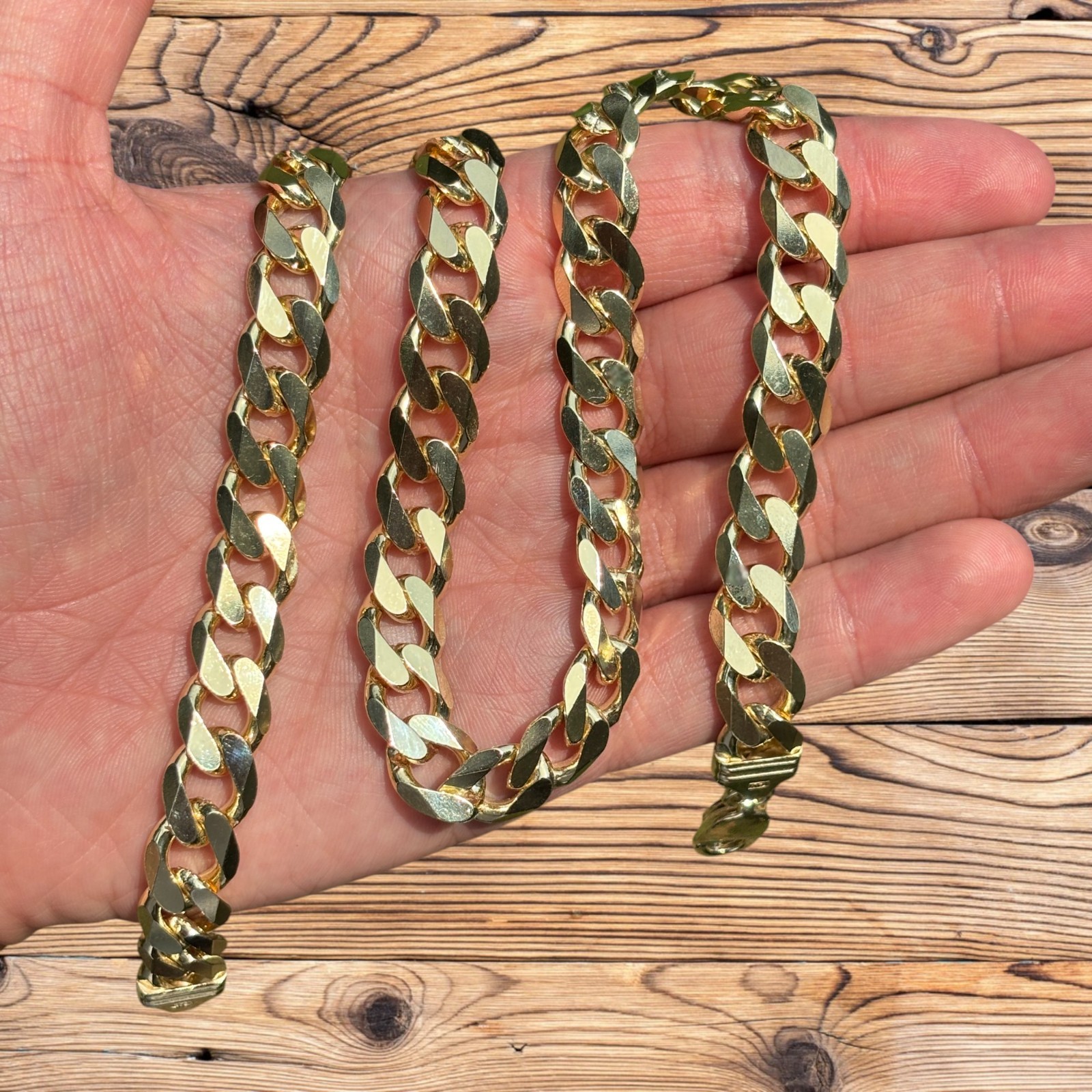 12mm Curb Link Chain – Real Solid 925 Sterling Silver Or 14k Gold Vermeil ITALY