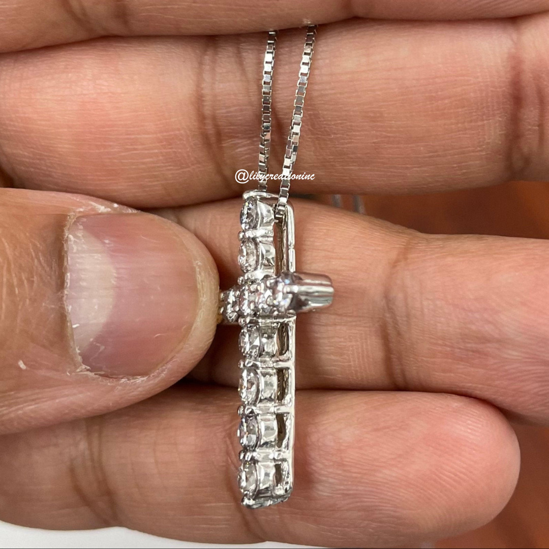 4 Carat Natural Diamond Cross Pendant 14K Gold