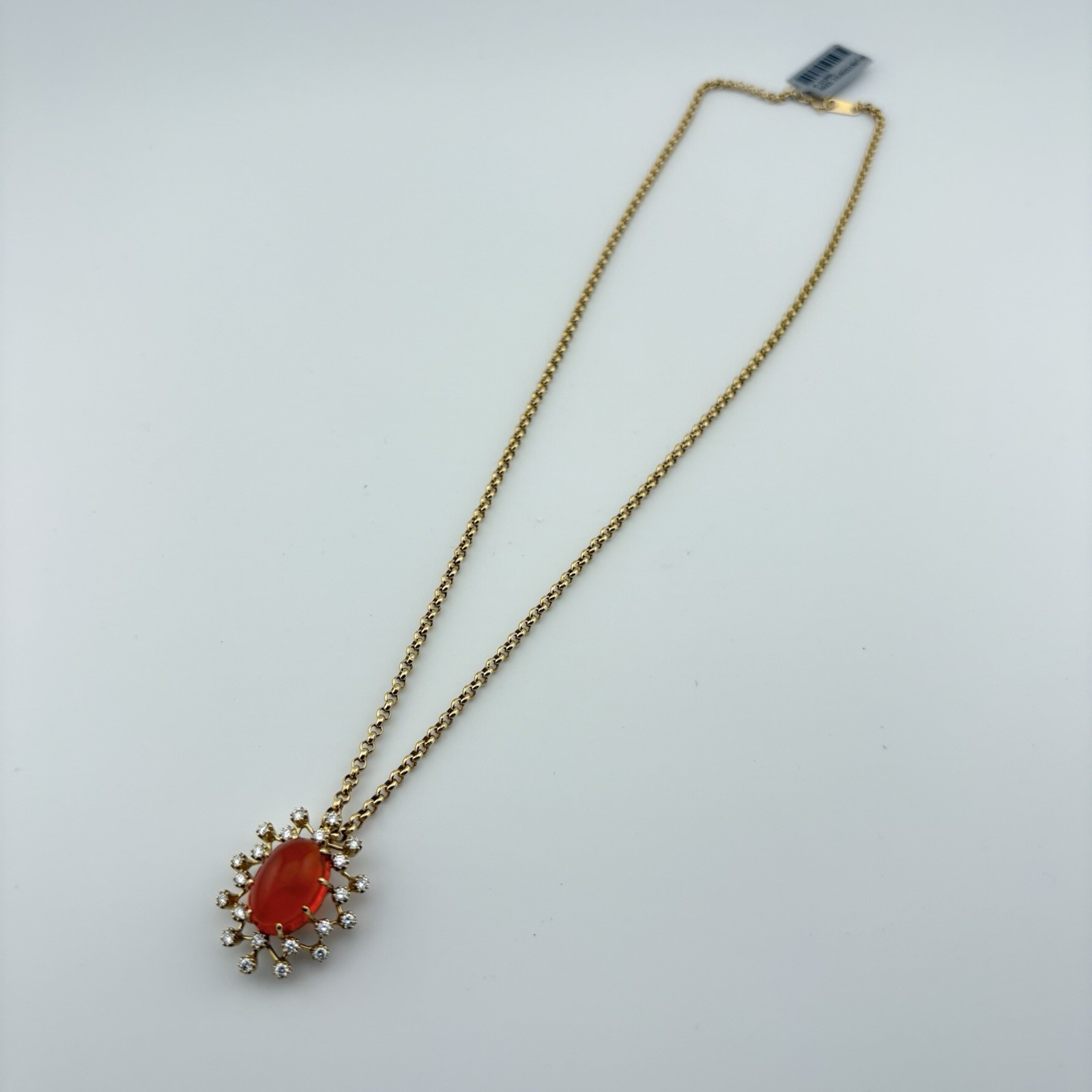 7.00CTW FIRE OPAL NECKLACE 18K YELLOW GOLD