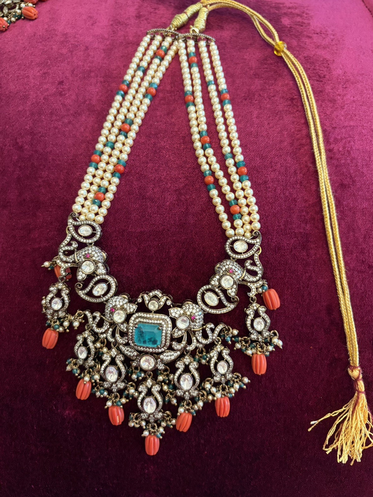 Victorian styled 925 silver hall marked necklace set.