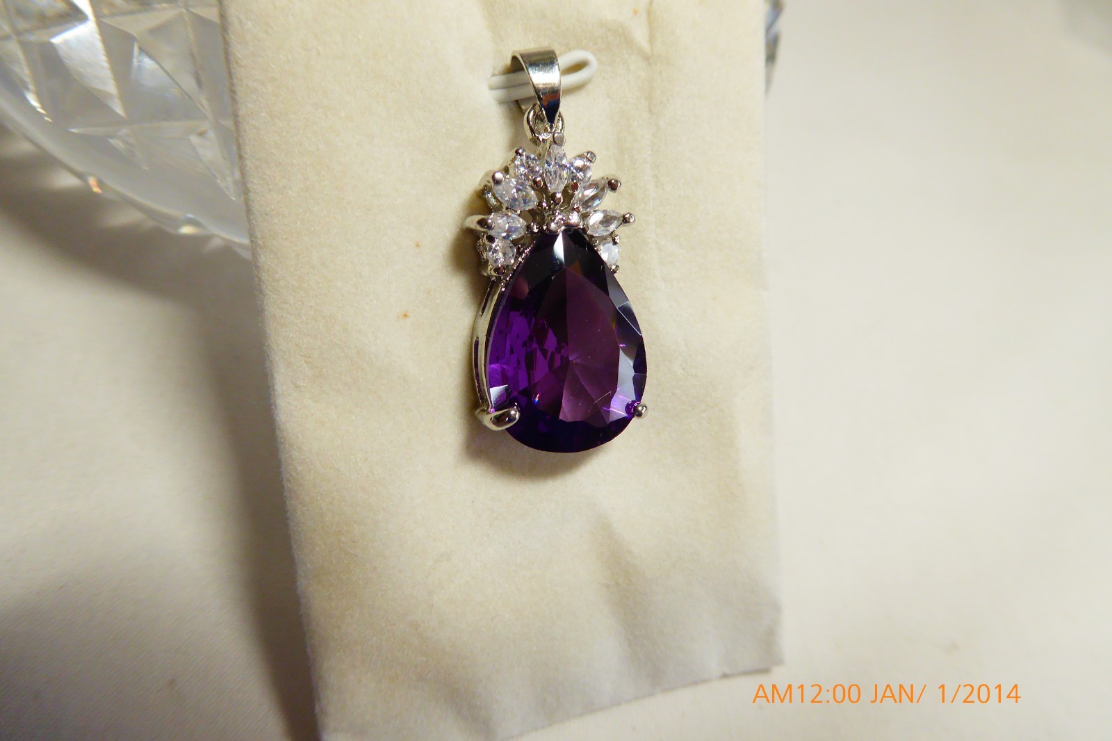 STERLING SILVER AMETHYST TEARDROP PENDANT