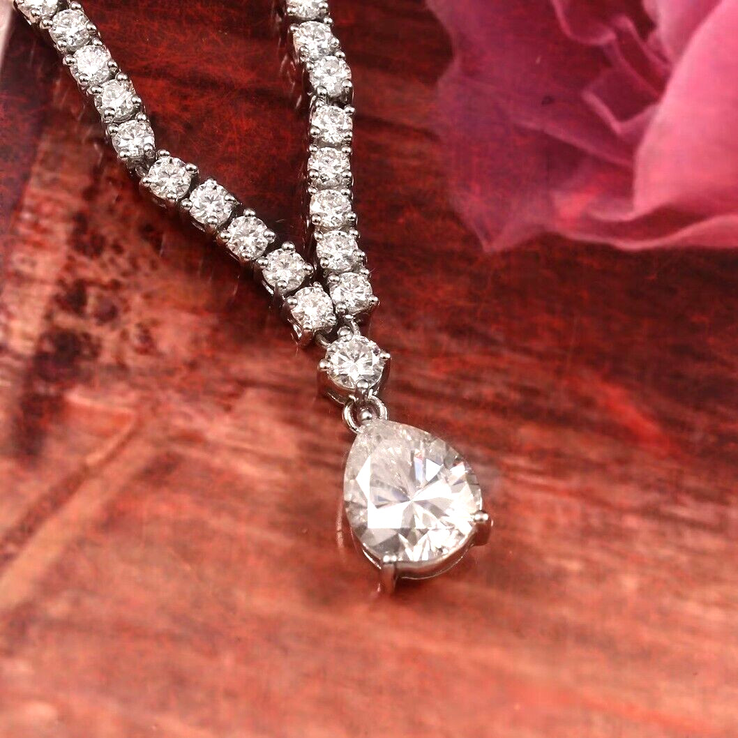 RARE 20+ Ct Certified Treated Off White Diamond Chain Necklace In 925 Silver
