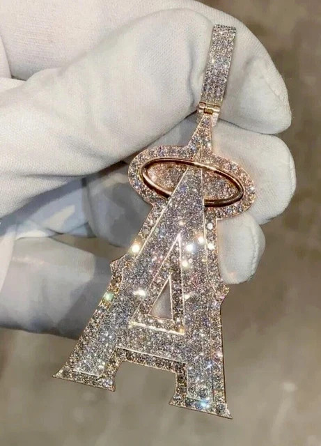 2.2CT Round Cut Lab Created Diamond Letter A Pendant In 14K Two-Tone Gold Plated