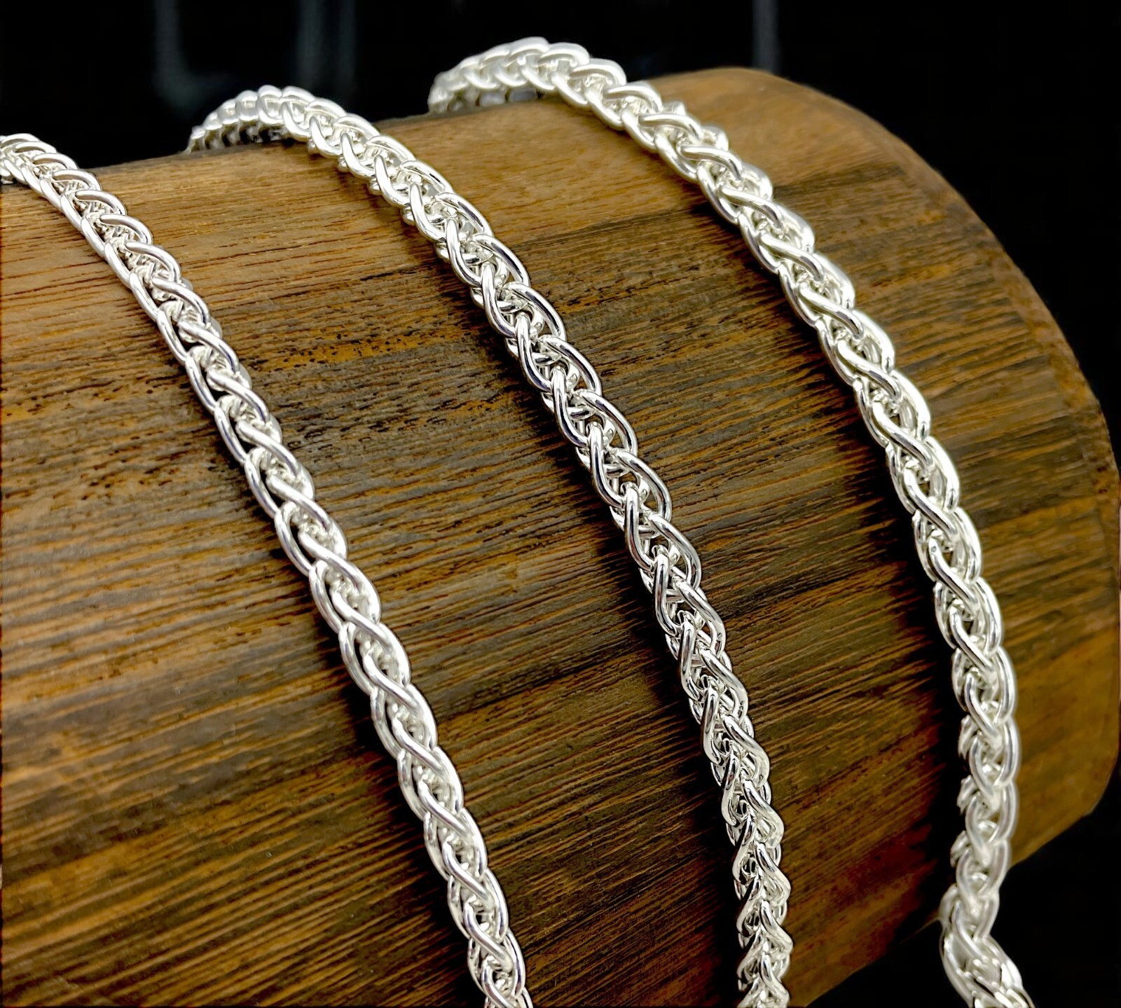 SPIGA WHEAT CHAIN NECKLACE 925 STERLING SILVER “ITALY” ALL SIZES