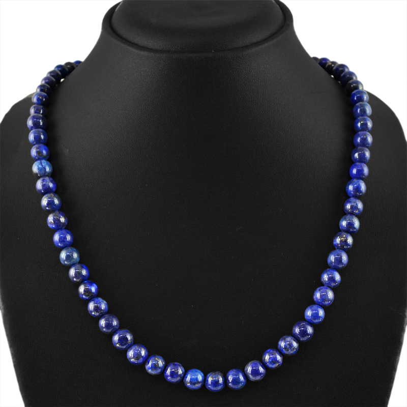 265.00 CTS NATURAL UNTREATED RICH BLUE LAPIS LAZULI ROUND BEADS NECKLACE – BEST