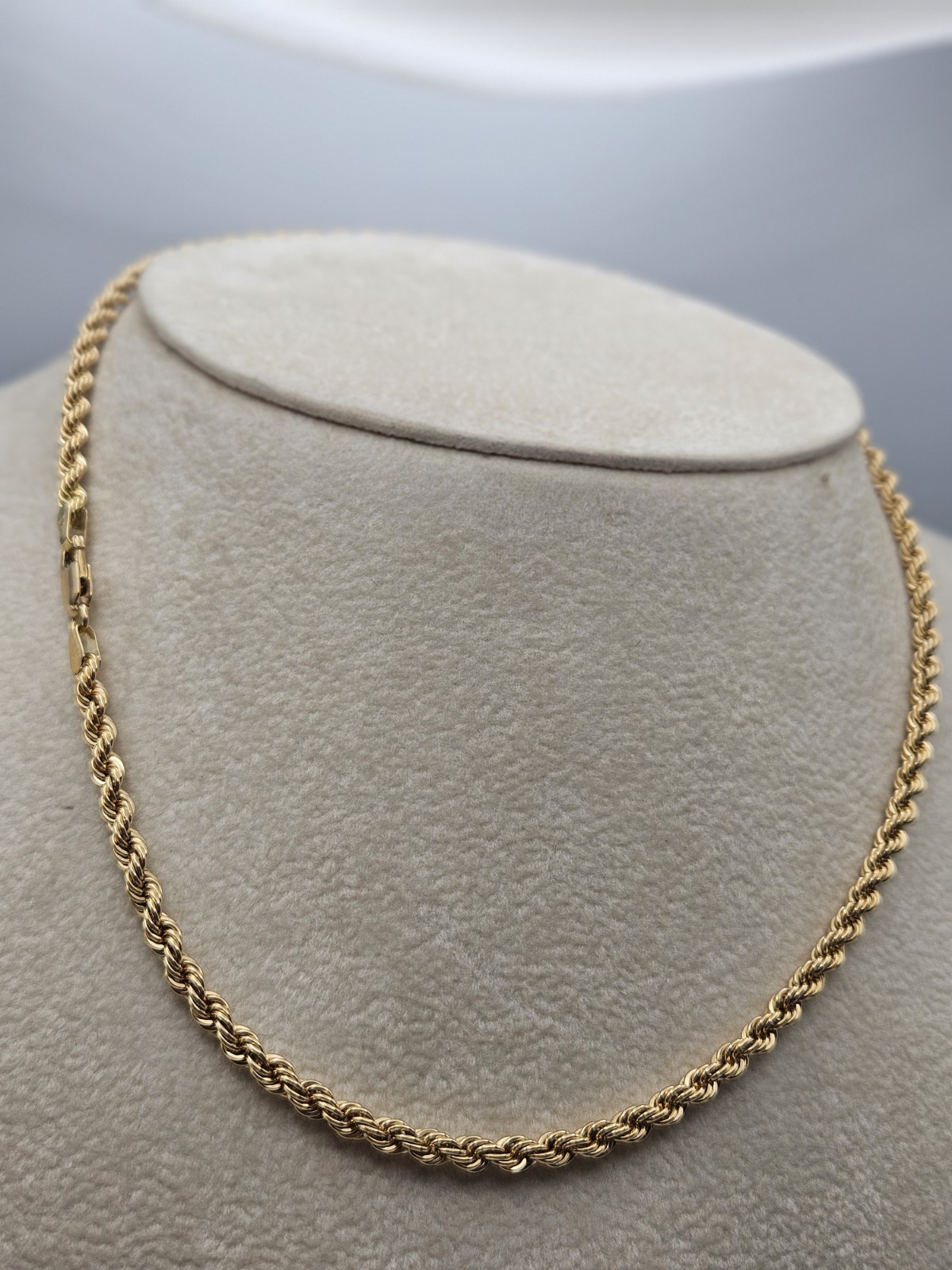 18K Yellow Gold Diamond-Cut Rope Chain Necklace, 17.6”, 8.5g, 3.5mm