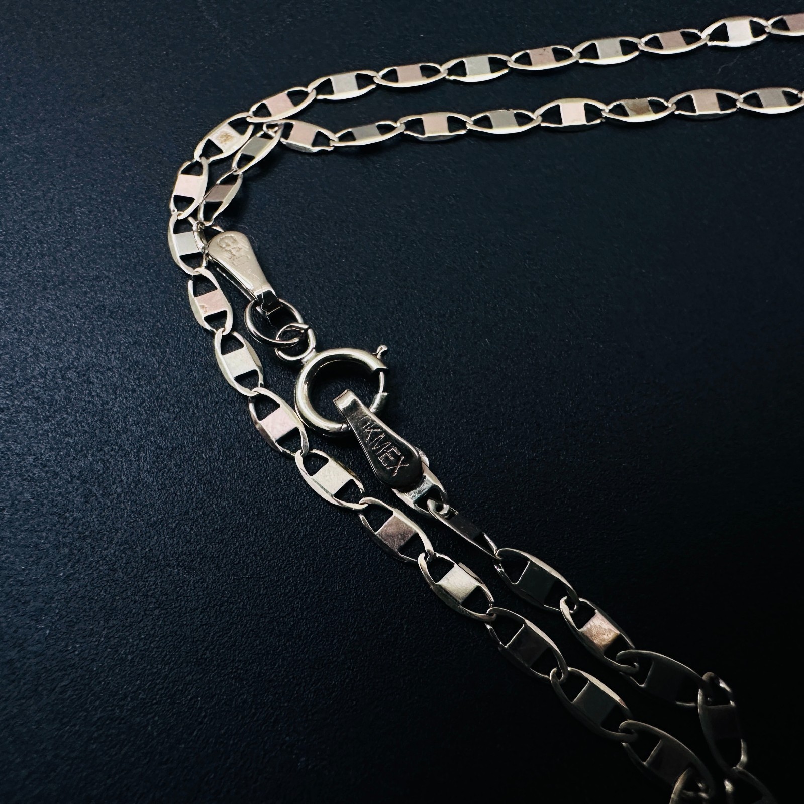 Solid 10K Multi-tone Gold Mariner Valentino Link Chain Necklace, 2.2mm, 18 7/8″