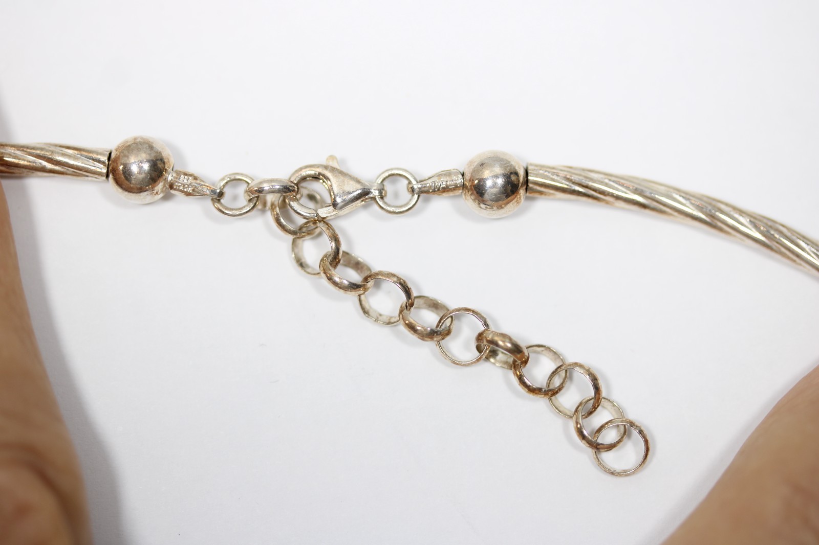 VTG ITAOR Italy 925 Ball Tube Bead Chain Necklace Sterling Silver 15-17″ #367