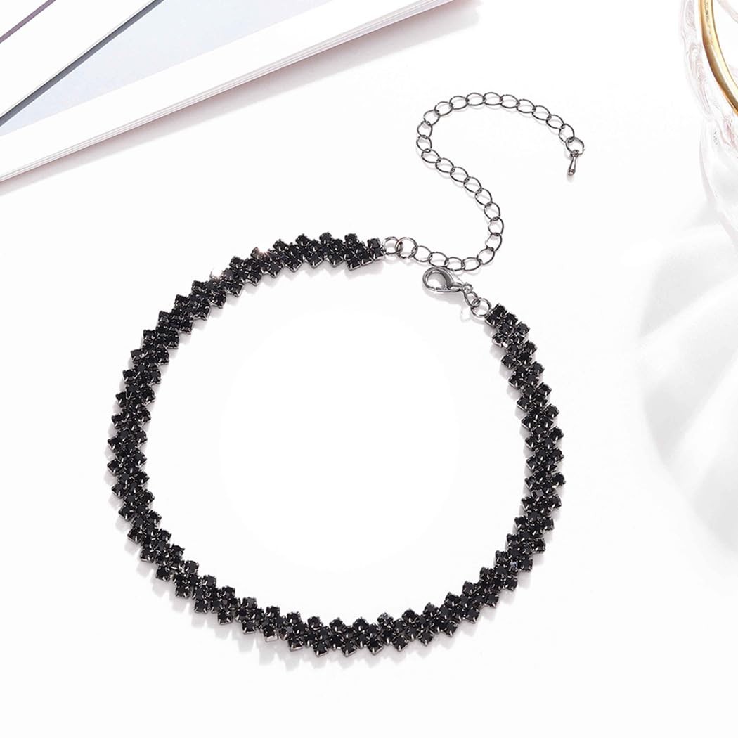 Black Choker Rhinestone Chokers Necklace for Women