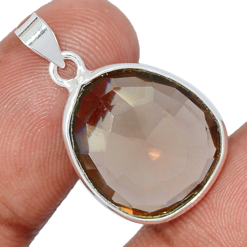 Heated Smoky Quartz 925 Sterling Silver Pendant Jewelry CP56933
