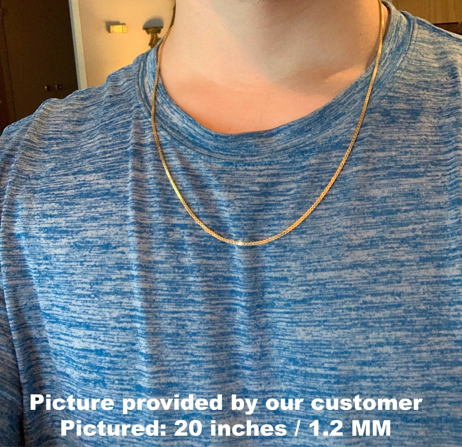 Solid 14K Yellow Gold Box Chain Necklace, 0.8MM To 2.0MM Wide, 13-30 inches