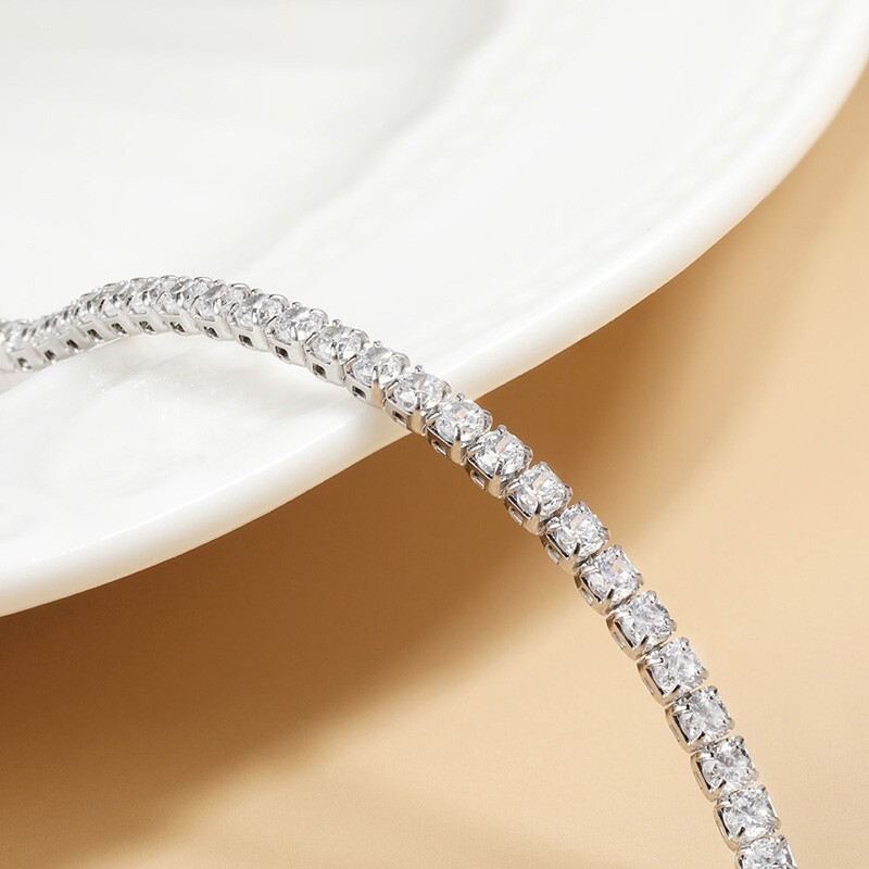 2mm Moissanite Tennis Chain Necklace Women’s Choker 925 Sterling Silver Chain