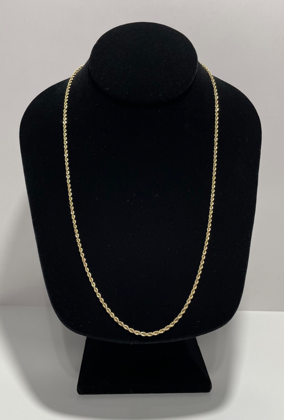 14K Solid Yellow Gold Diamond Cut 2.20mm Rope Chain Necklace Unisex 32 In.