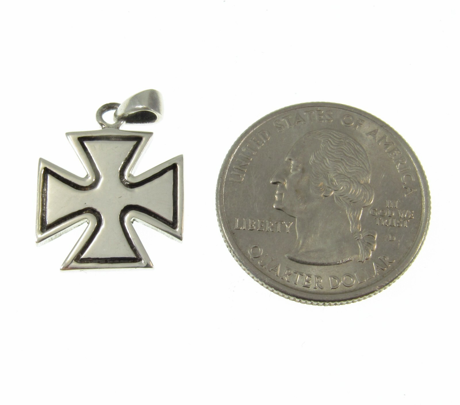 Handcrafted Solid 925 Sterling Silver Iron Cross (Croix Pattee) Pendant