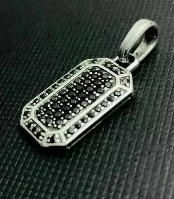 Men’s 2Ct Round Lab Created Black Diamond Unique Pendant 14k White Gold Plated