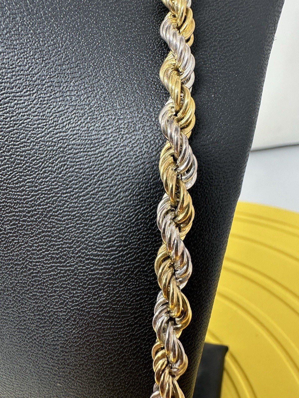 Sterling Silver Gold Plated & Silver Twisted Necklace Beautiful Modern 36g 22in
