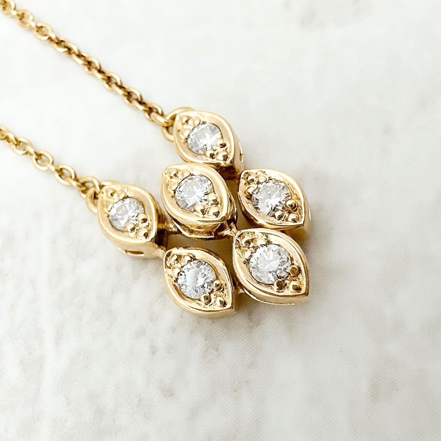 Christian Dior Diamond 0.69ct Floral Cluster 18k Yellow Gold Pendant Necklace