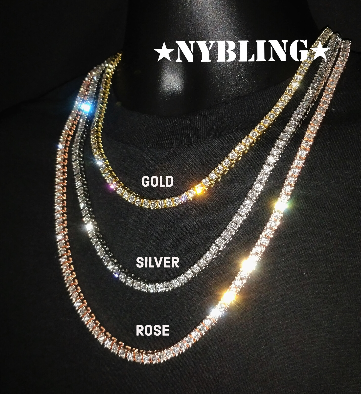 14K Gold Silver Plated Tennis Chain Choker ICED CZ Hip Hop Necklace 5MM Jewelry