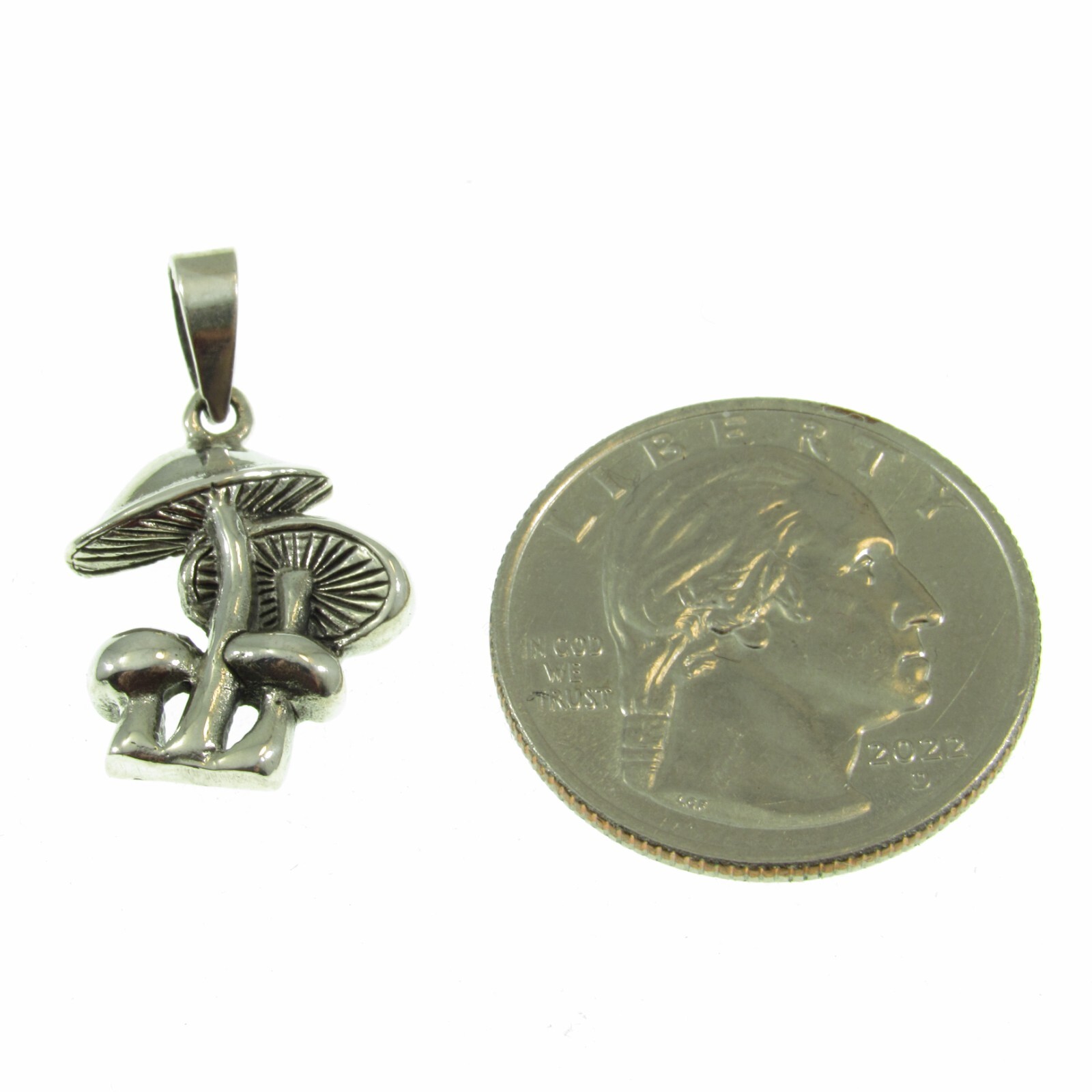 Solid 925 Sterling Silver Forest Mushrooms Patch Pendant, Fungi Jewelry Charm