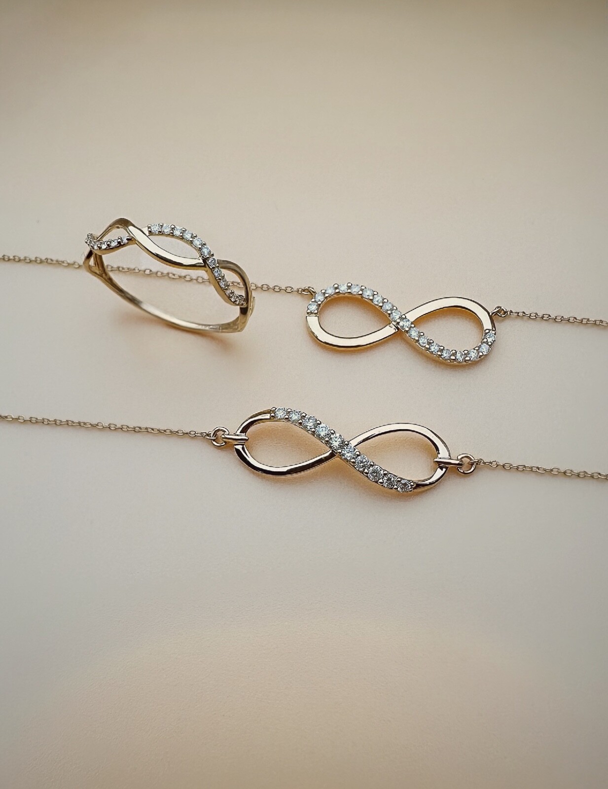 18K Solid Gold Infinity Diamond Necklace 0.20CT VS Dainty Fine Jewelry Gift