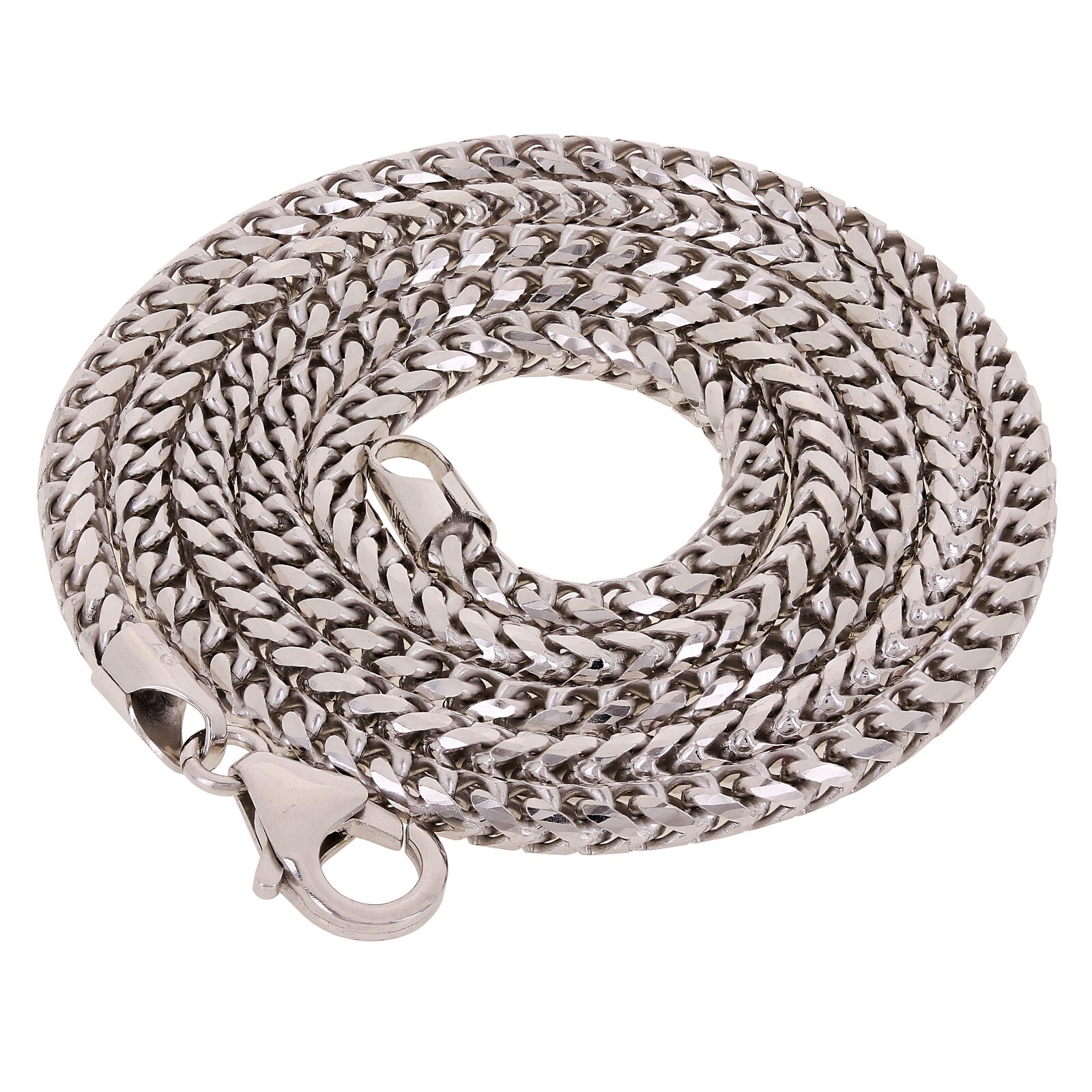 Italian 14k White Gold Solid Diamond Cut Franco Chain Necklace 22″ 2.7mm 21.8g