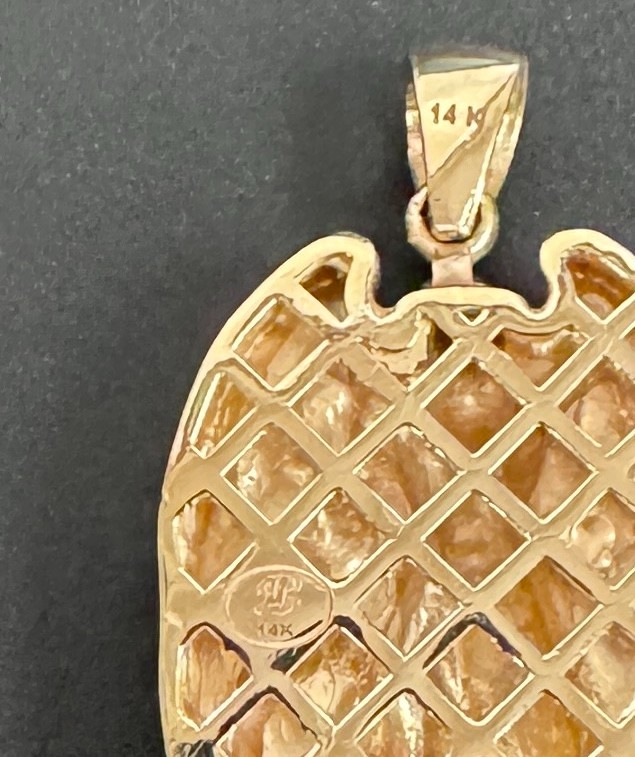 St Michael Warrior Angel 2″ Large Saint Charm Pendant 14K Gold