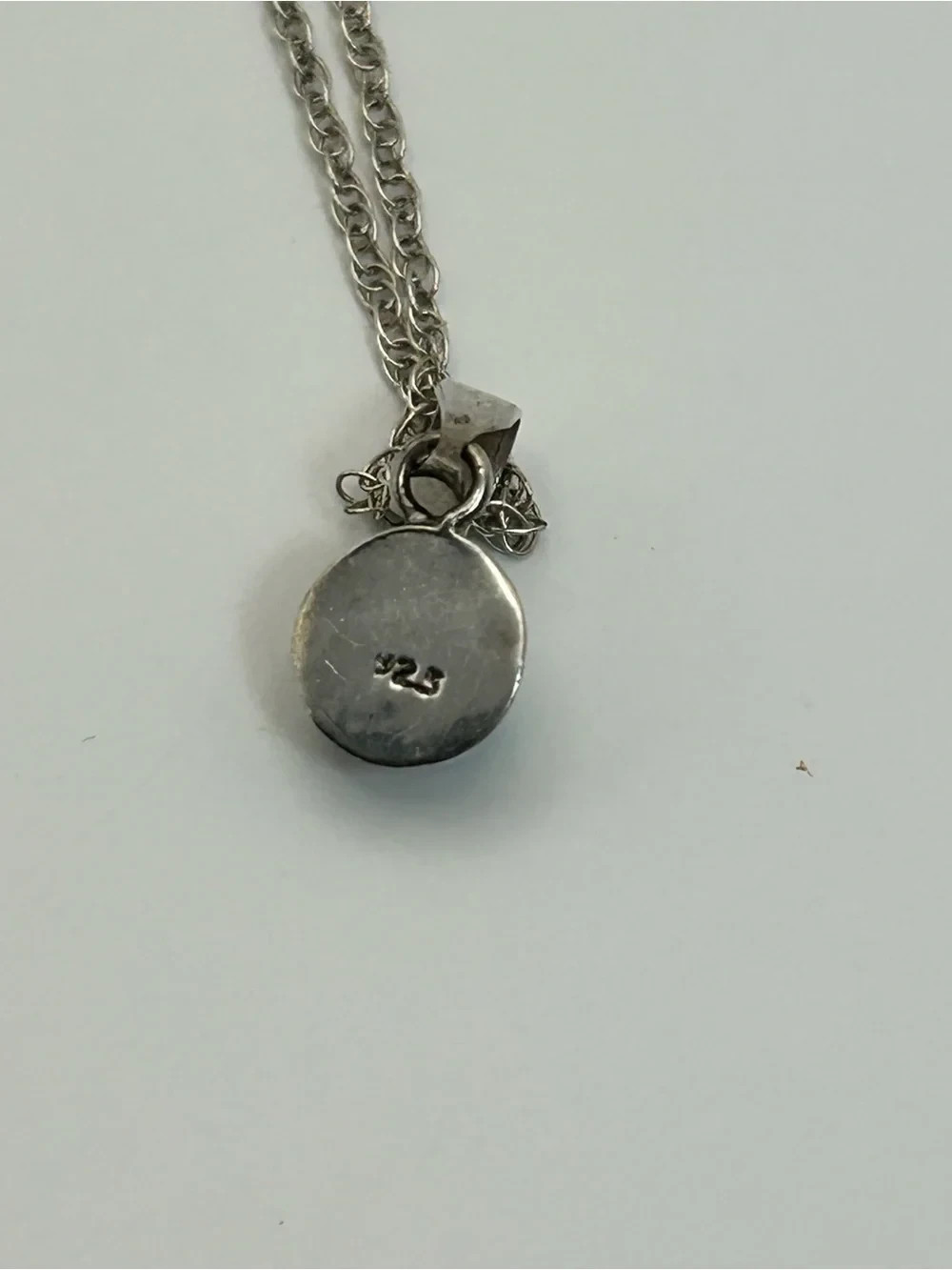 Sterling Silver Larimar Pendant Necklace 18″ Stamped 925 Soft Aqua Blue Stone